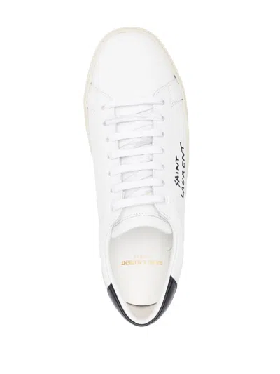 Saint Laurent Low-top Sneakers With Round Toe And Contrast Heel In White
