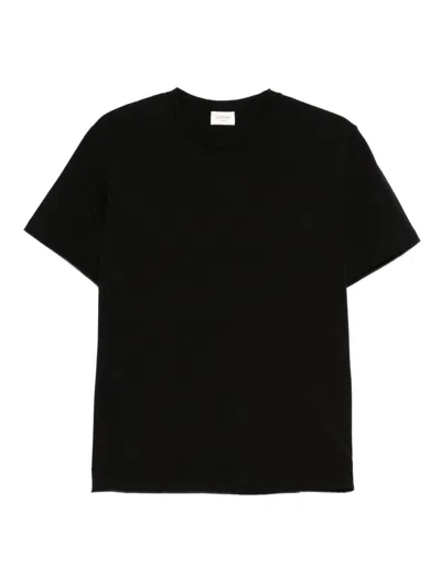 Saint Laurent Cassandre Embroidery Cotton T-shirt In Black