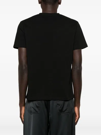 Saint Laurent Cassandre Embroidery Cotton T-shirt In Black
