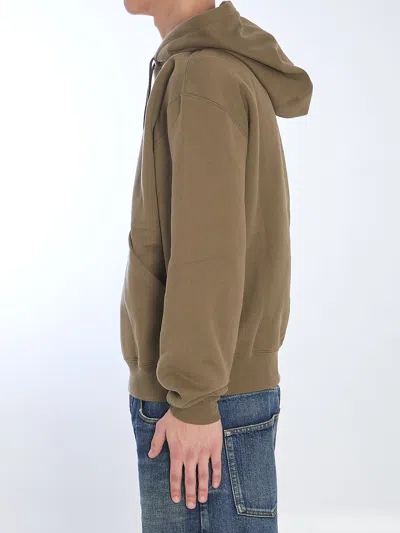 Saint Laurent Hooded Sweatshirt With Logo In Green