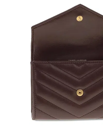 Saint Laurent Lambleather Wallet In Burgundy