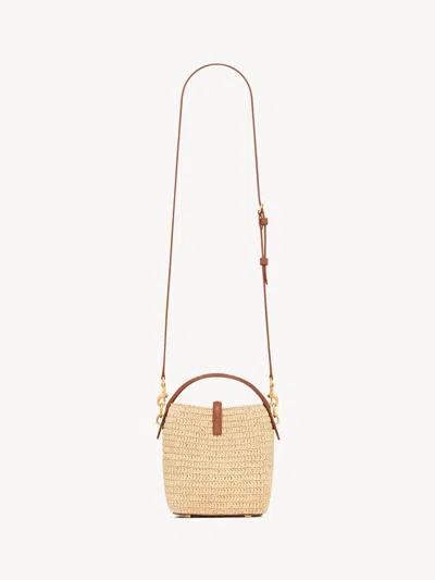Saint Laurent Le 37 Mini Raffia Bag In Brown