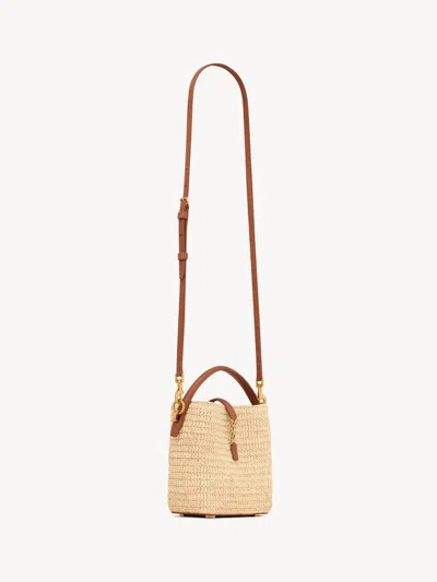 Saint Laurent Le 37 Mini Raffia Bag In Brown