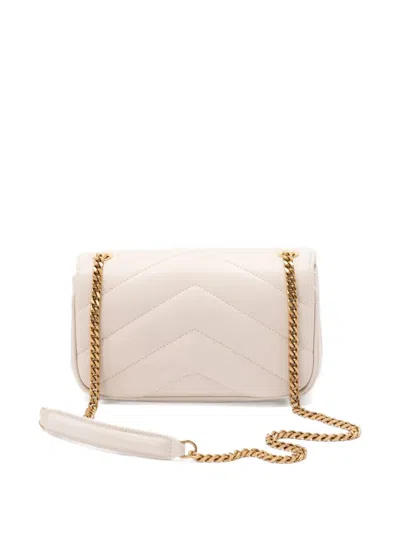 Saint Laurent Ivory Leather Mini Loulou Crossbody Bag In Neutral