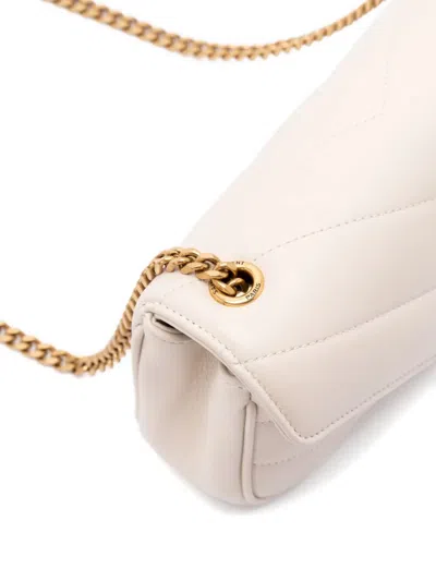 Saint Laurent Ivory Leather Mini Loulou Crossbody Bag In Neutral