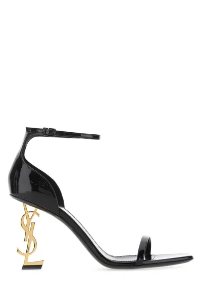 Saint Laurent Structured Heel Sandals In Black