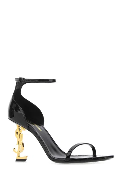 Saint Laurent Structured Heel Sandals In Black