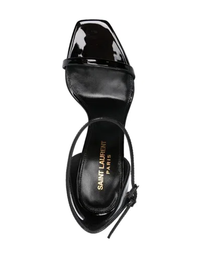 Saint Laurent Structured Heel Sandals In Black