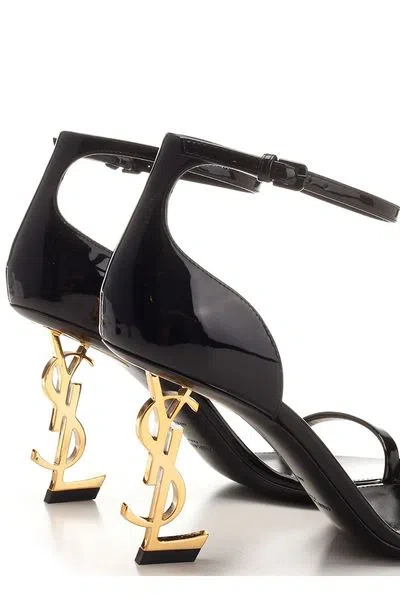 Saint Laurent Structured Heel Sandals In Black