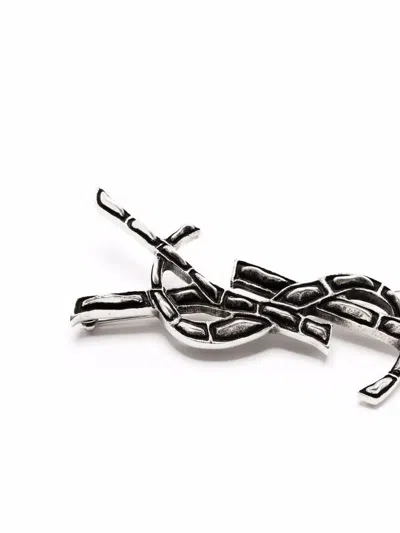 Saint Laurent Ysl Opyum Bamboo Textured Pin In Metal