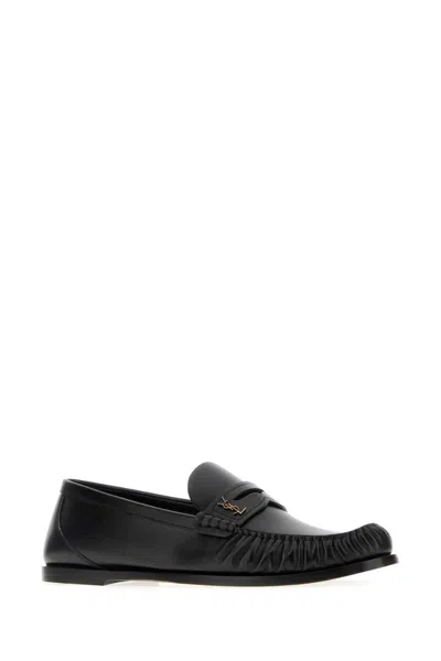 Saint Laurent Laurent Logo-embellished Leather Penny Loafers In Black