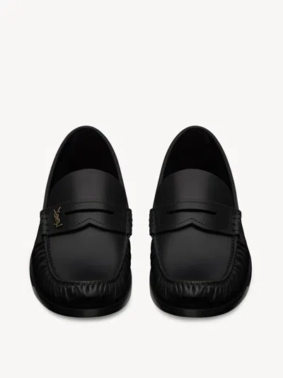 Saint Laurent Laurent Logo-embellished Leather Penny Loafers In Black