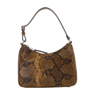 Samsoe & Samsoe Compact Snakeskin Pattern Shoulder Bag In Brown