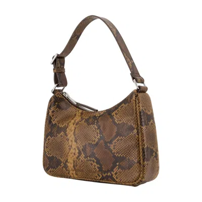 Samsoe & Samsoe Compact Snakeskin Pattern Shoulder Bag In Brown
