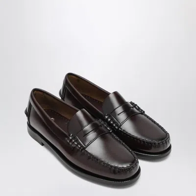 Sebago Rounded Toe Slip-on Moccasins With Smooth Leather Finish In Brown