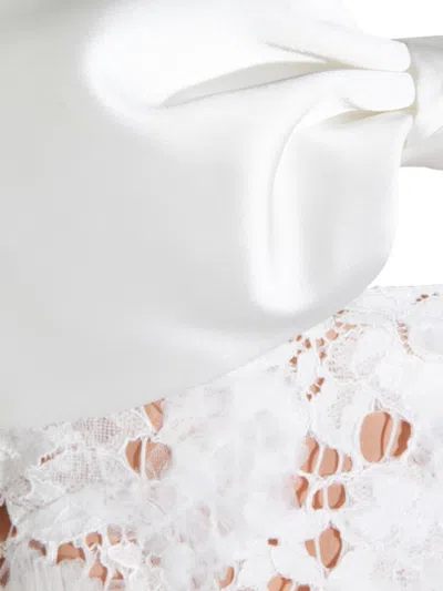 Self-portrait White Lace Mini Dress With Oversized Satin Bow