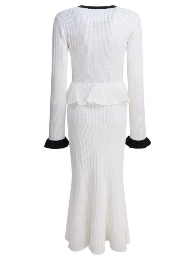 Self-portrait Self Portrait Perforated Knit Midi Dress In White