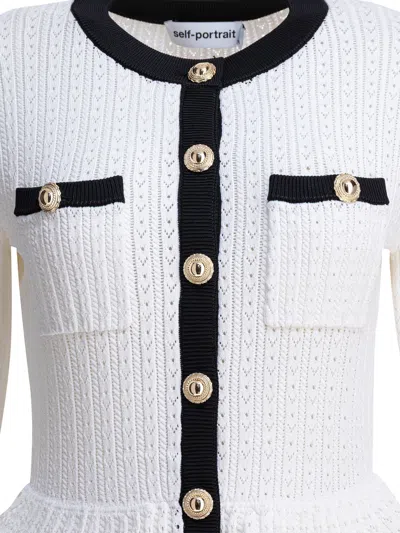 Self-portrait Self Portrait Perforated Knit Midi Dress In White