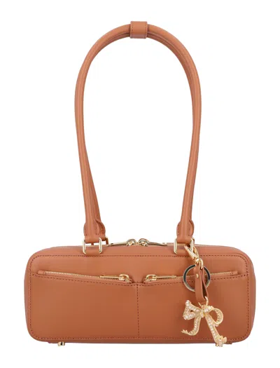 Self-portrait Shoulder Bag With Charm In Brown
