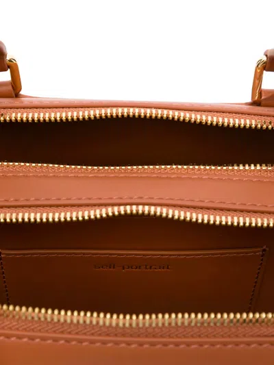 Self-portrait Shoulder Bag With Charm In Brown