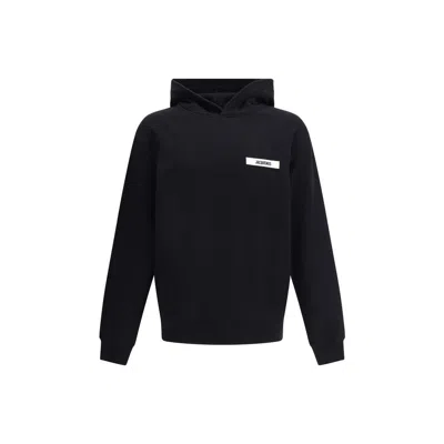 Jacquemus Cotton Fabric Hoodie With Long Sleeves In Black