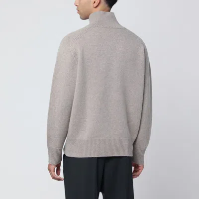 Soft Goat Greige Cashmere Turtleneck Sweater In Gray