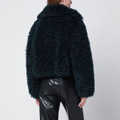 Stand Studio Samara Curly Faux Fur Jacket In Green