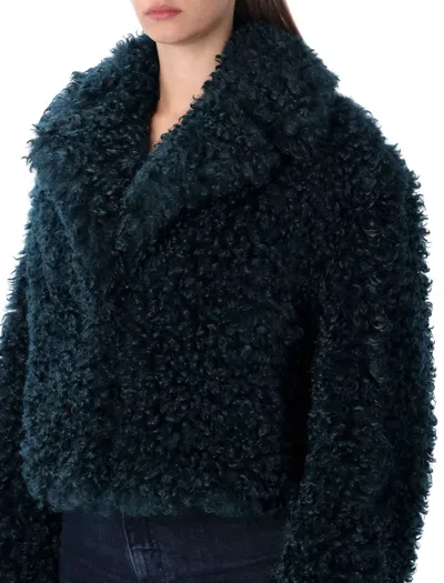 Stand Studio Samara Curly Faux Fur Jacket In Green