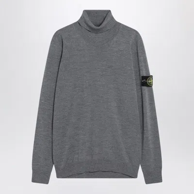 Stone Island Gray Wool Turtleneck Sweater In Gray