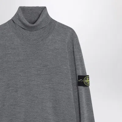 Stone Island Gray Wool Turtleneck Sweater In Gray