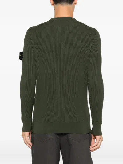 Stone Island Knit Crewneck Sweater In Full Rib Rws Wool Clothing In Black