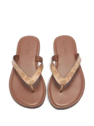 Coach Monogram-print Slide Sandals In Brown