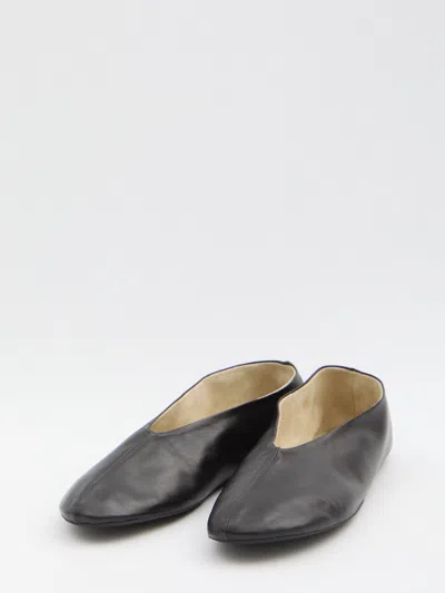 The Row Stella Leather Flat In Black