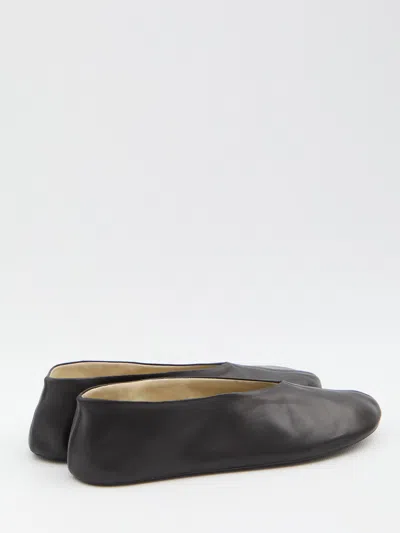The Row Stella Leather Flat In Black