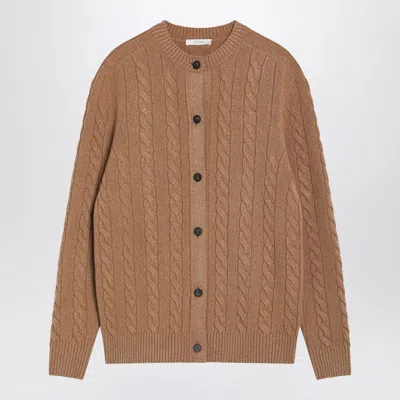 The Row Loneke Cardigan In Light Brown Wool
