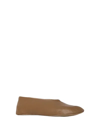 The Row Stella Leather Flat In Brown