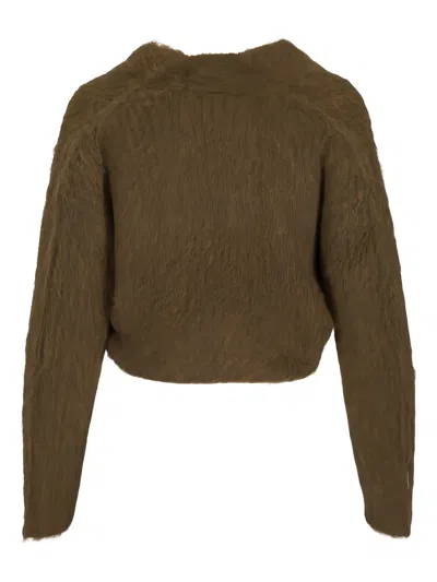 R13 Button Cropped Cardigan In Green