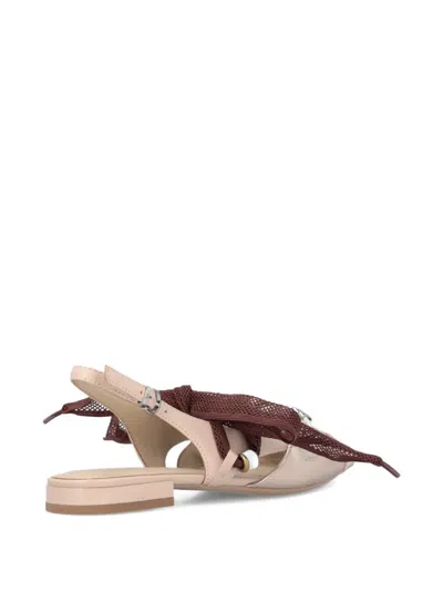 Pinko Gianira 30 Slingback Ballerinas In Leather And Mesh In Neutral