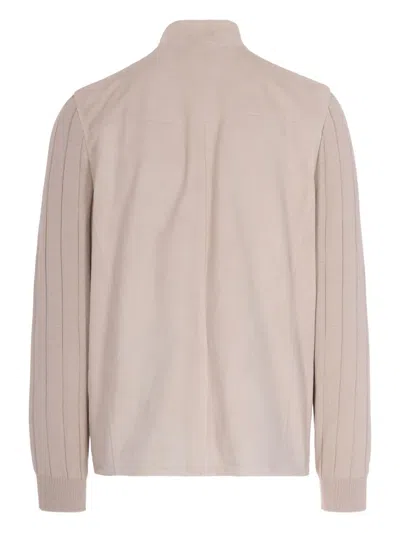 Eleventy Ribbed-panel Jacket In Neutral