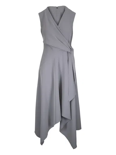 Lafayette 148 New York Fluid Houndstooth Jacquard Side Tie Handkerchief Midi Dress In Multi