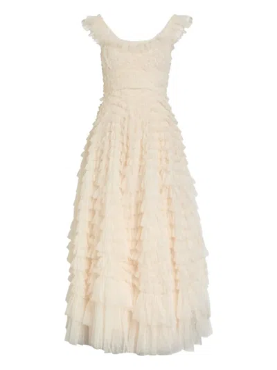 Needle & Thread Hattie Ruffled Maxi Dress In Neutral