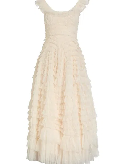 Needle & Thread Hattie Ruffled Maxi Dress In Neutral