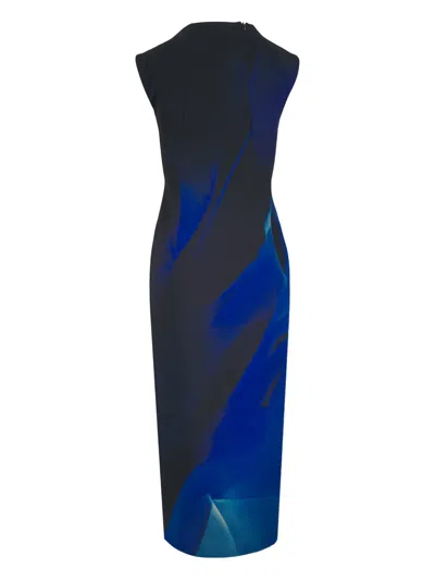 印花中长连衣裙