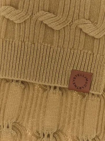 Stella Mccartney Falabella Cable-knit Scarf In Brown