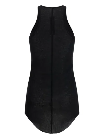 Rick Owens Rib Tank Sleeveless Racerback Curved Hem In Black