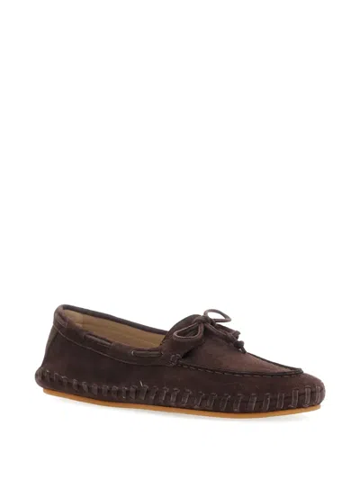 Le Monde Beryl Bow-tie Detail Stitched Loafers In Brown
