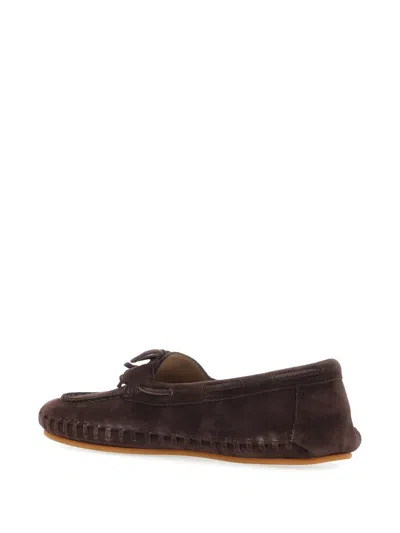 Le Monde Beryl Bow-tie Detail Stitched Loafers In Brown