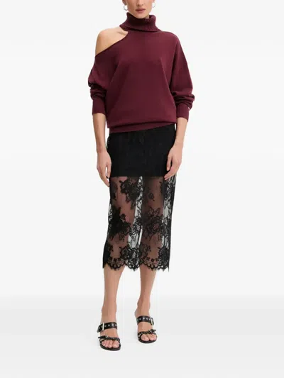 Aniye By Lace Floral Midi Skirt In Black
