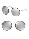 Prada Women's Catwalk Mirrored Brow Bar Round Sunglasses, 54mm In Silver