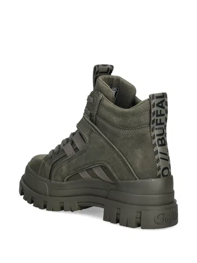 Buffalo Lace-up Tread-sole Boots In Green